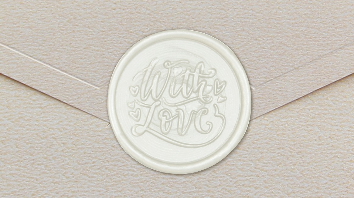 33004-00 - Cachet rond WITH LOVE - blanc