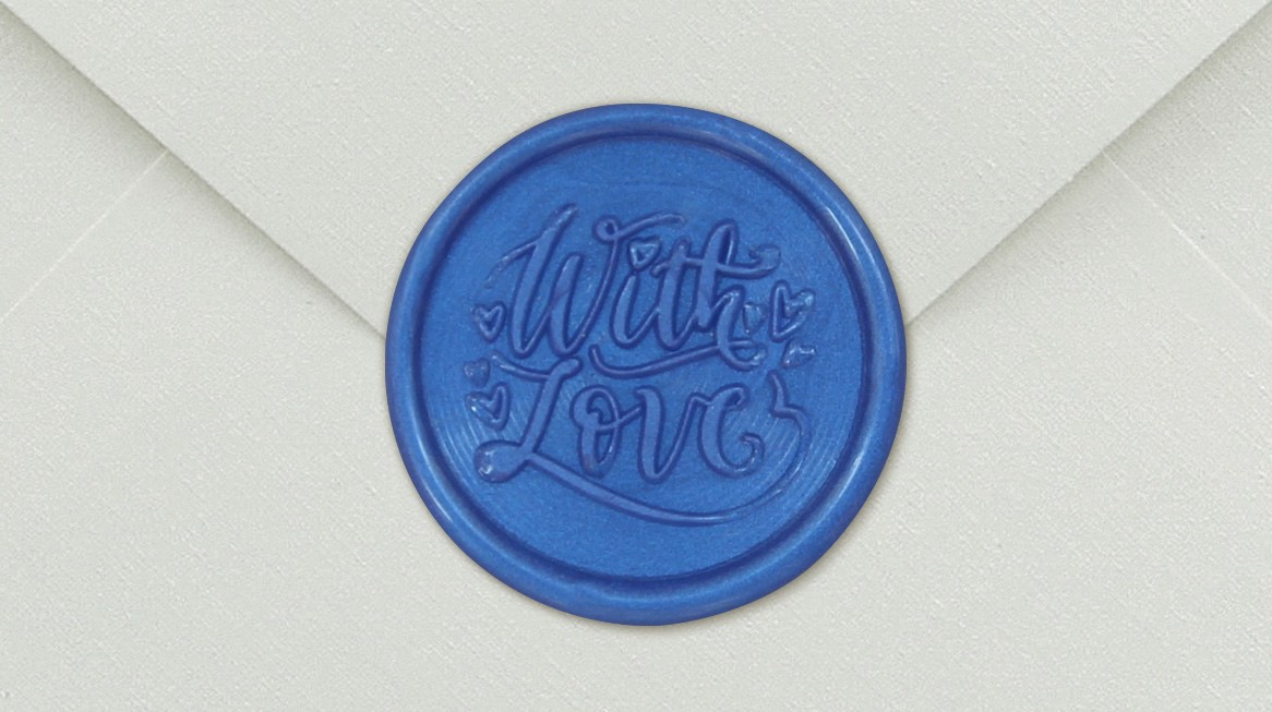 33004-07 - Cachet rond WITH LOVE - blue