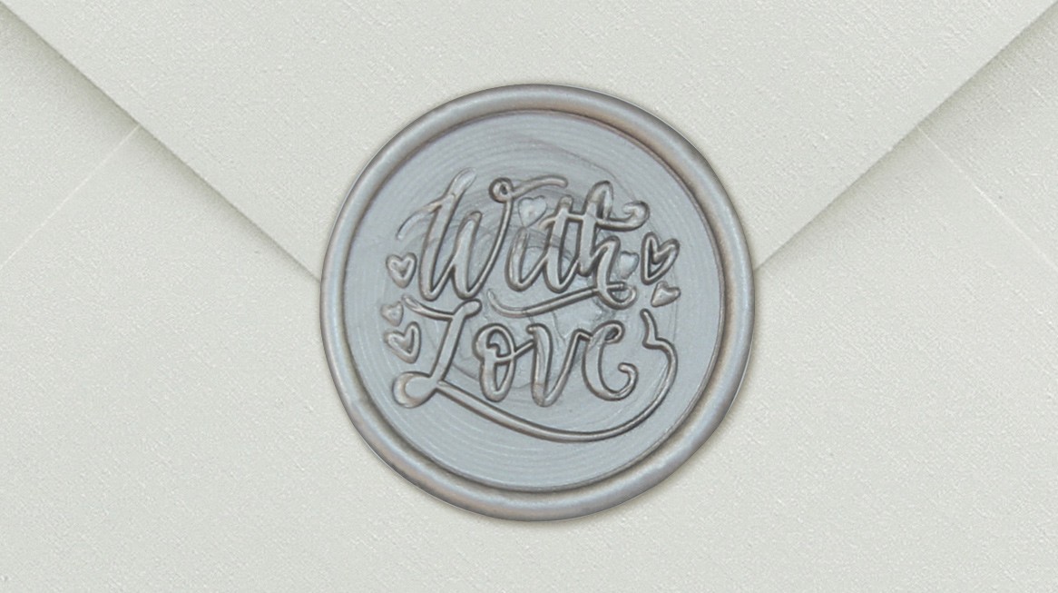 33004-12 - Cachet rond WITH LOVE - argent