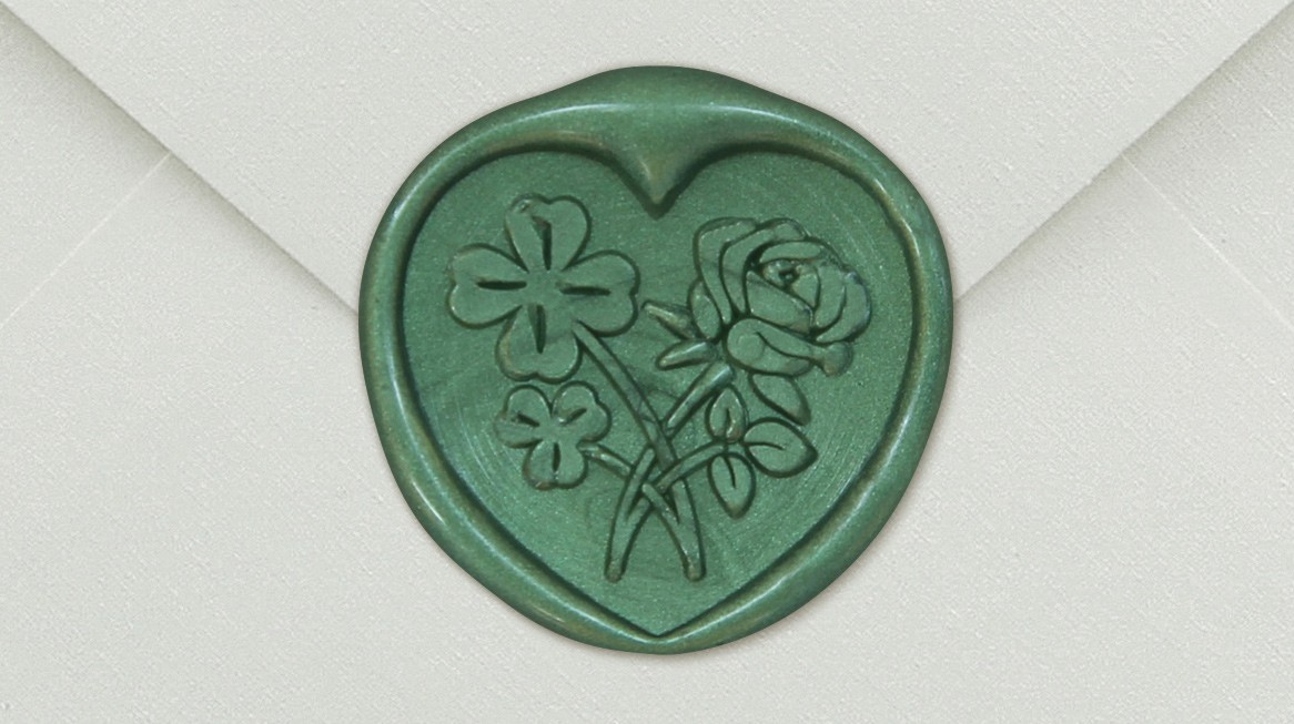 33007-04 - Sceau en forme de coeur FLEUR - vert