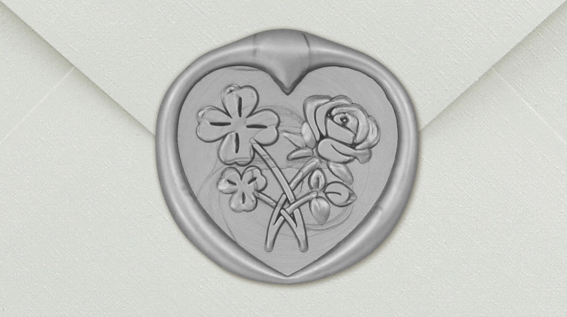 33007-12 - Sceau en forme de coeur FLEUR - argent