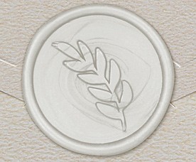 33003-00 - Cachet rond BRANCHE D'OLIVIER - blanc