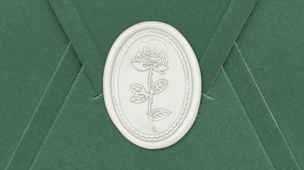 33001-00 - Siegel Oval mit ROSE - Weiß