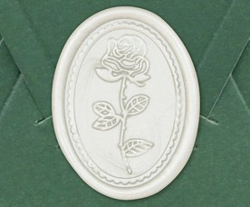 33001-00 - Siegel Oval mit ROSE - Weiß