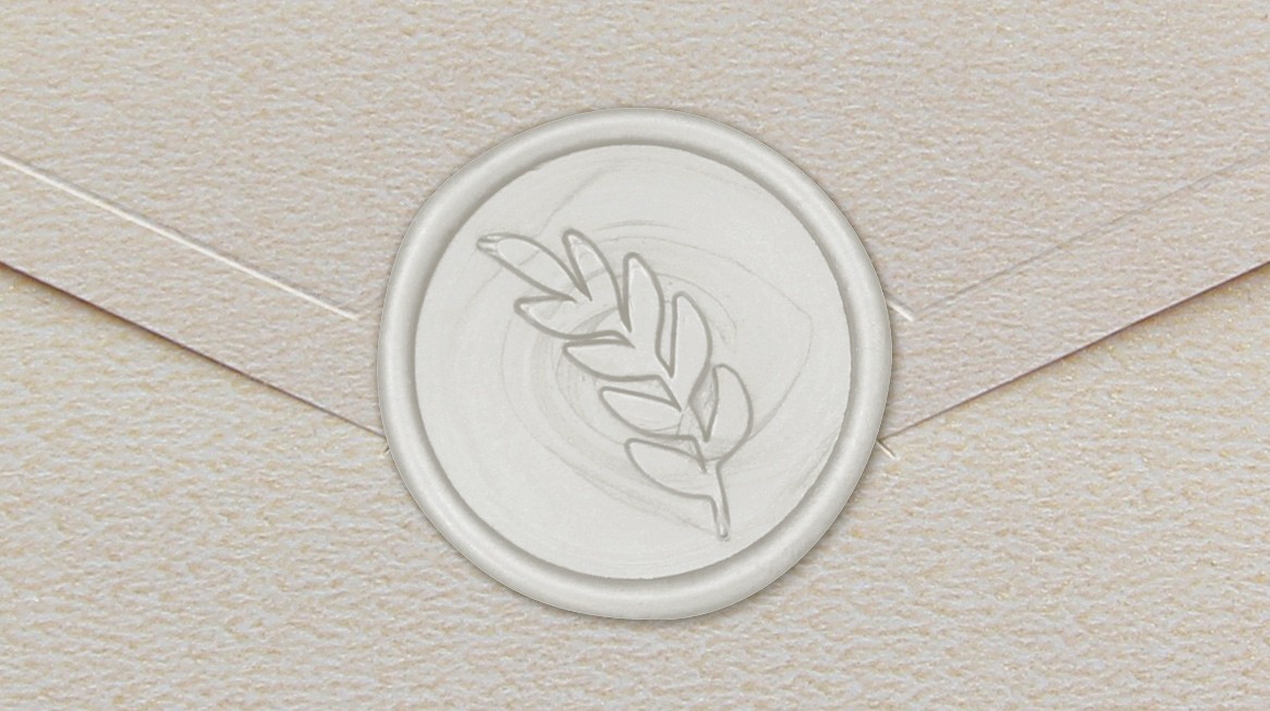 33003-00 - Round seal OLIVE BRANCH - white