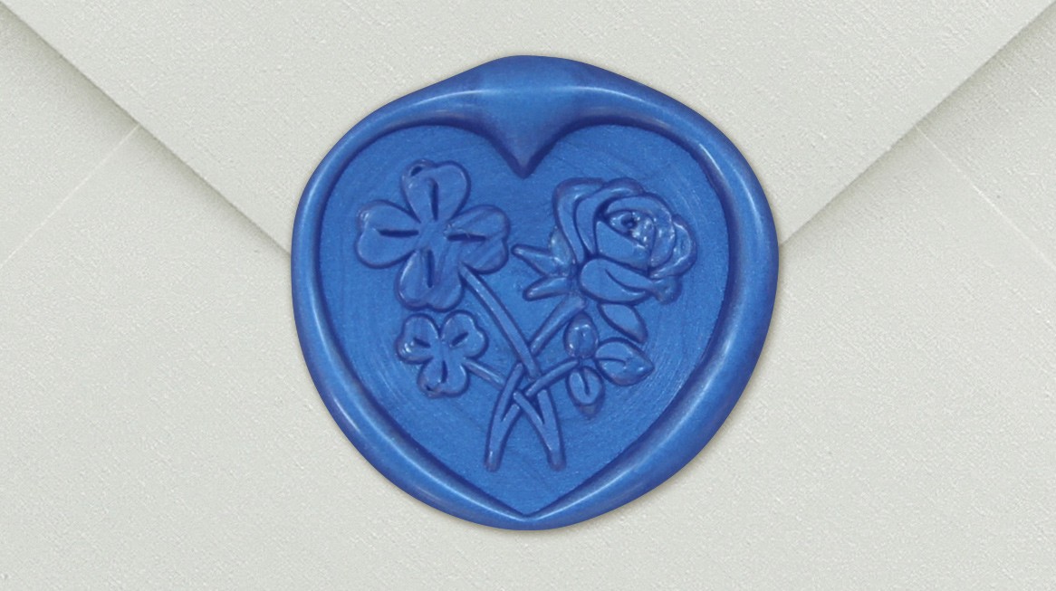 33007-07 - Heart shaped seal FLOWER - blue
