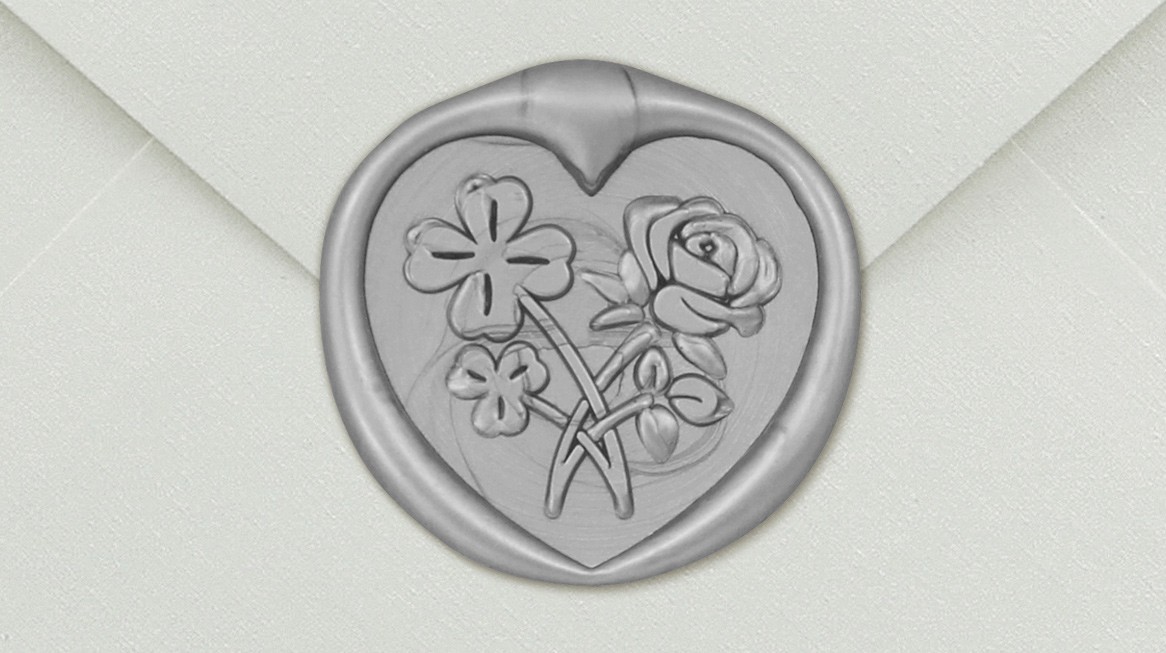 33007-12 - Heart shaped seal FLOWER - silver