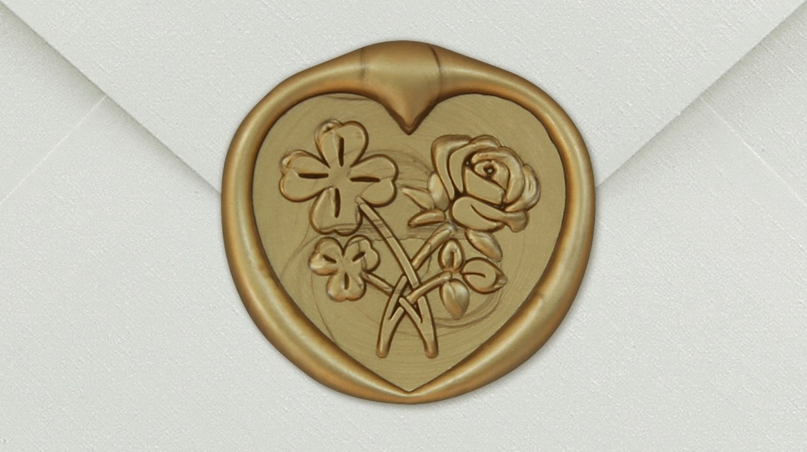 33007-16 - Heart shaped seal FLOWER - gold