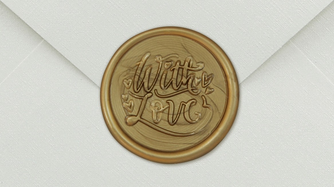 33004-16 - Yuvarlak mühür WITH LOVE - Altın